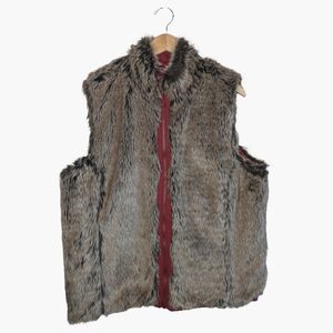 Northern Reflections Reversible Vest - Faux Fur And Red | Size XL